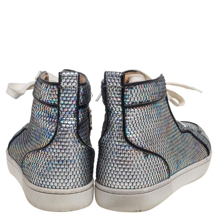 Pre Owned Christian Louboutin Multicolor Textured Patent Vinyl Rantus Orlato High Top Sneakers Size 40