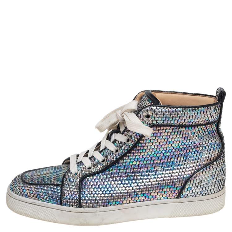 Pre Owned Christian Louboutin Multicolor Textured Patent Vinyl Rantus Orlato High Top Sneakers Size 40