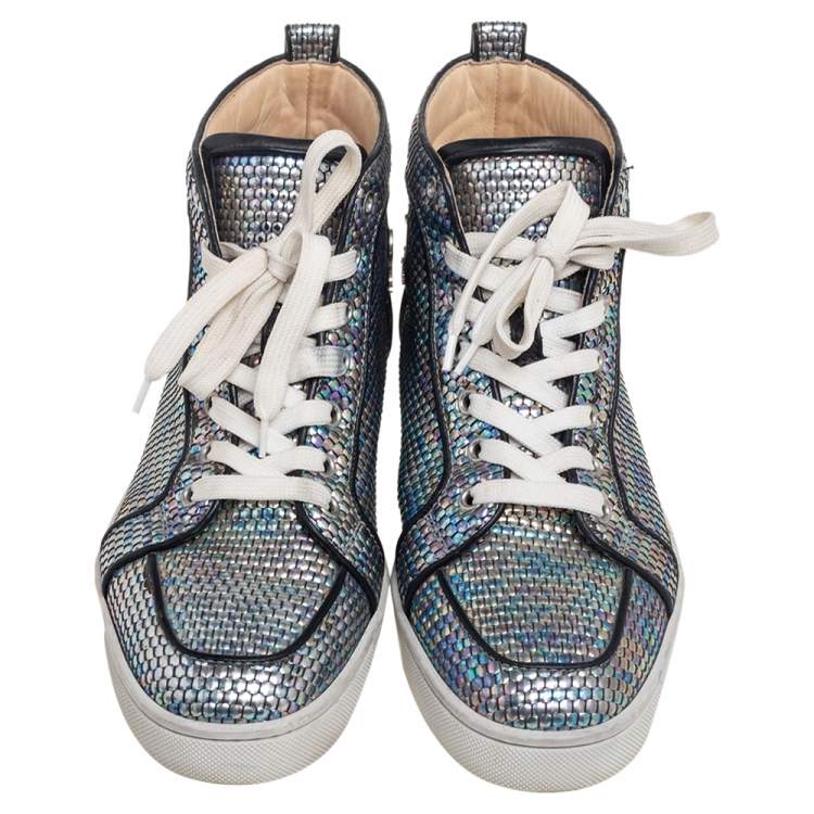 Pre Owned Christian Louboutin Multicolor Textured Patent Vinyl Rantus Orlato High Top Sneakers Size 40