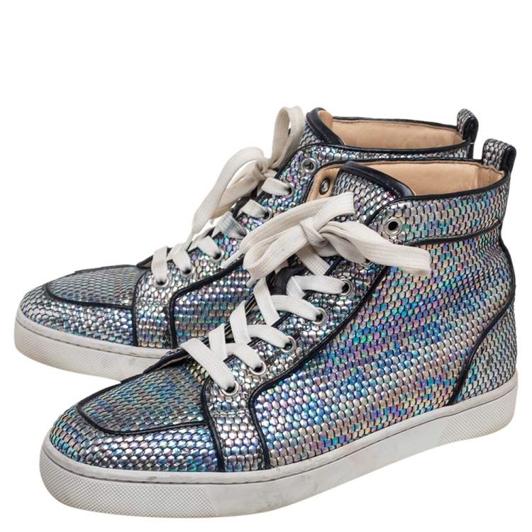 Pre Owned Christian Louboutin Multicolor Textured Patent Vinyl Rantus Orlato High Top Sneakers Size 40