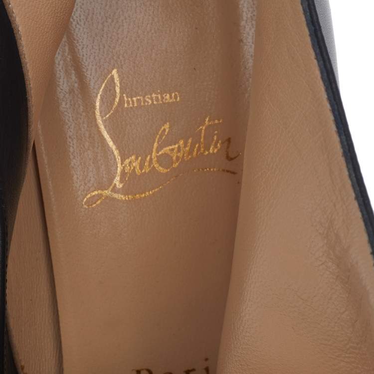 Pre Owned Christian Louboutin Black Leather Belle Ankle Length Boots Size 39