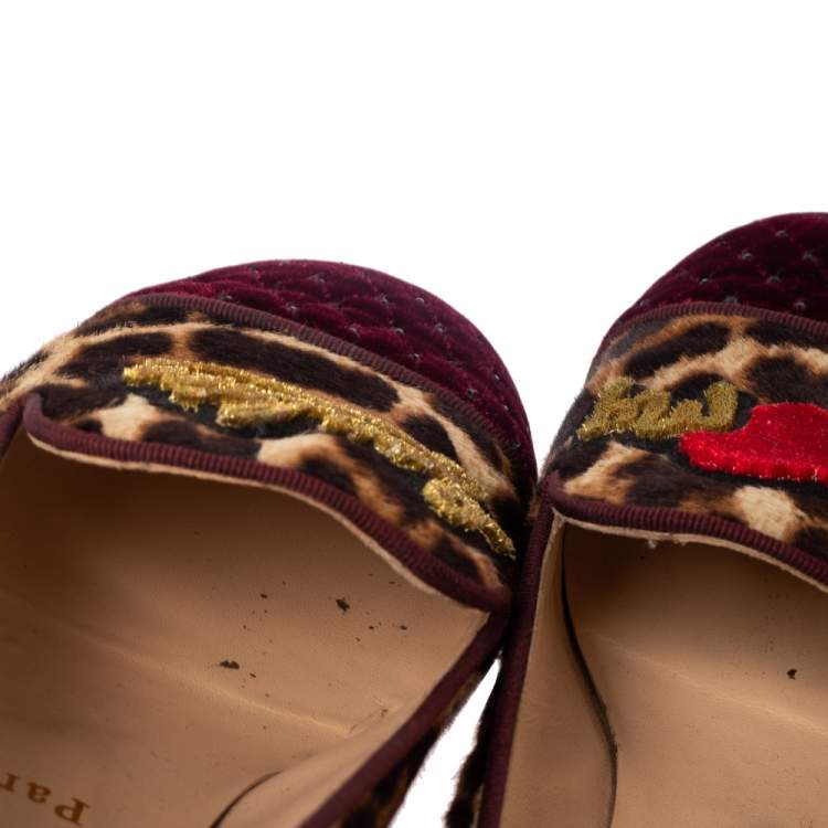 Pre Owned Christian Louboutin Brown Tiger Print Pony Hair And  Canvas Rollerboy  Loafers Size 38.5