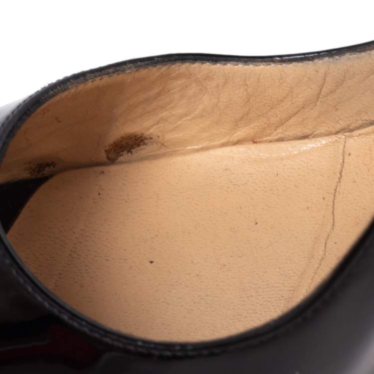 Pre Owned Christian Louboutin Black Patent Leather Very Prive Peep Toe Platform Pumps Size 38