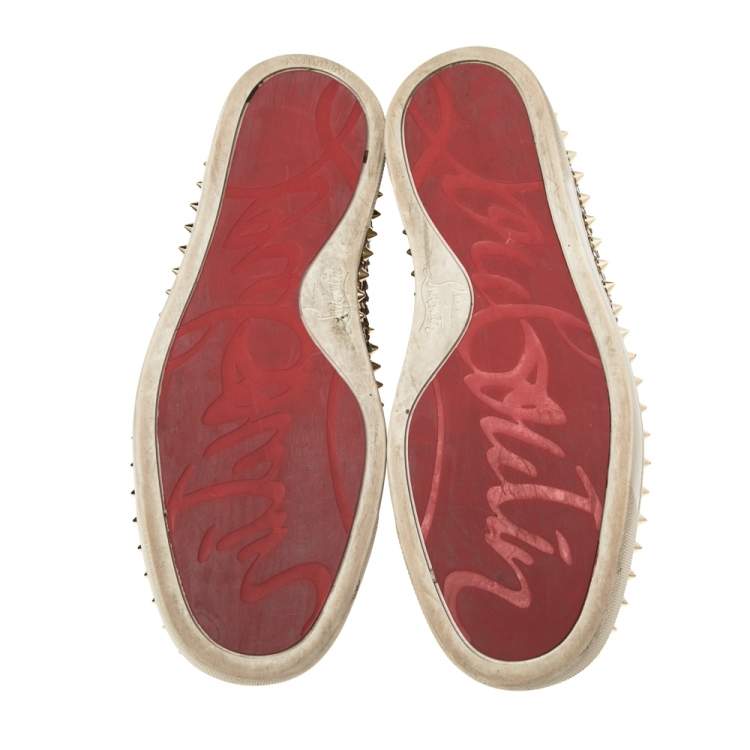Pre Owned Christian Louboutin Gold Python Leather Pik Boat Slip On Sneakers Size 38