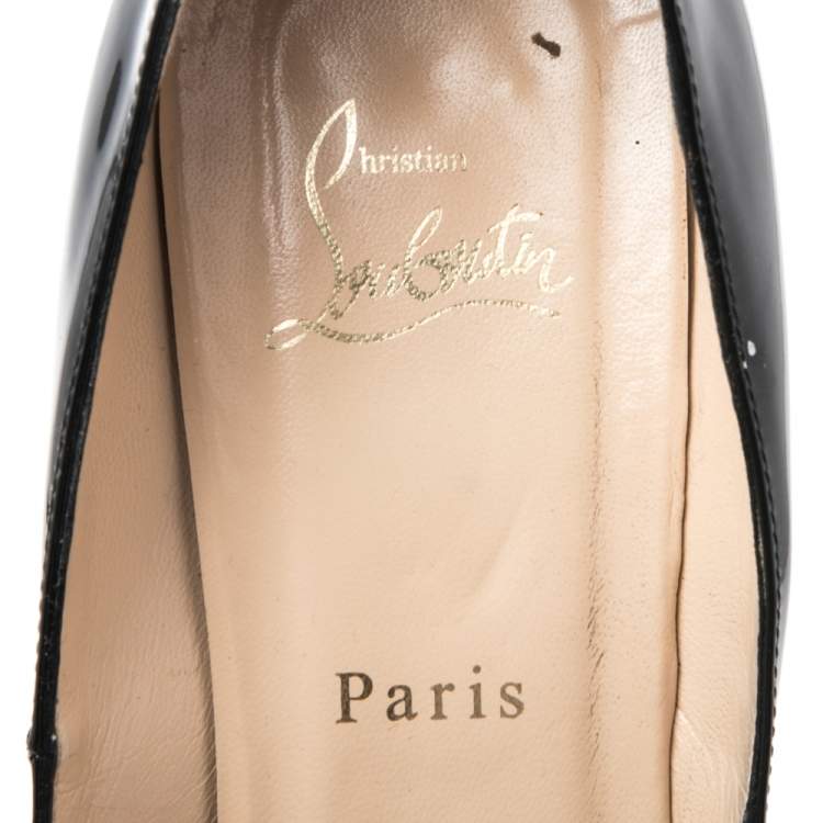Pre Owned Christian Louboutin Black Patent Leather Very Prive Platform Pumps Size 41