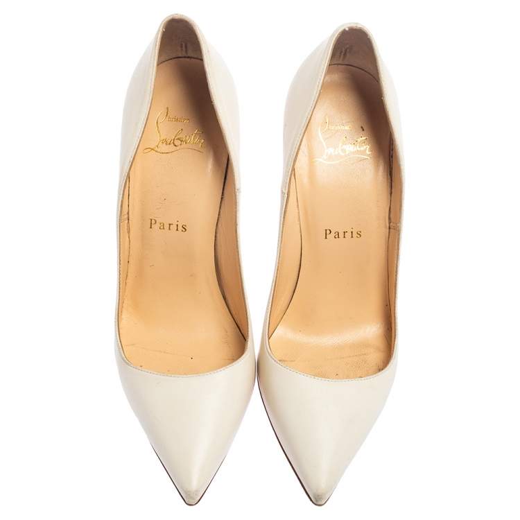 Pre Owned Christian Louboutin White Leather So Kate Pumps Size 36