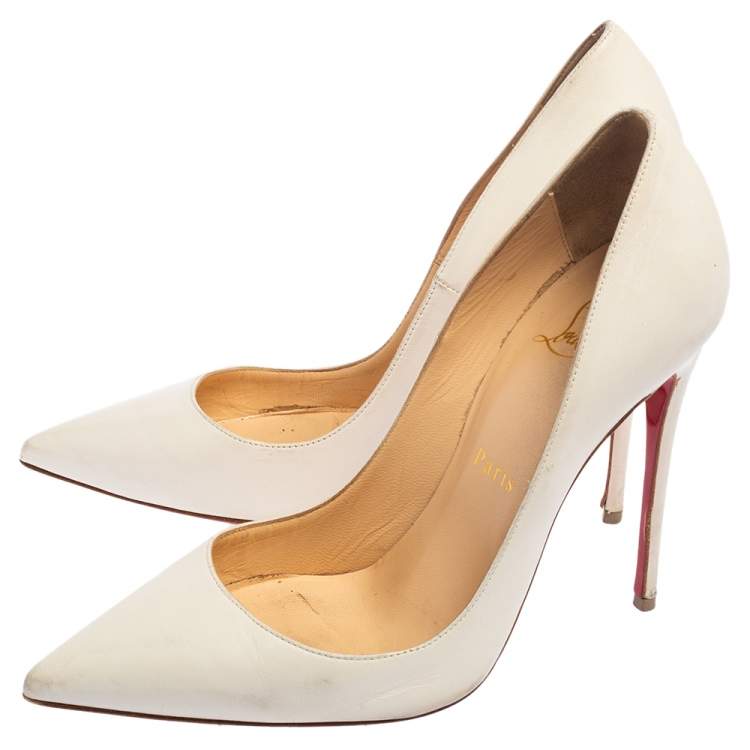 Pre Owned Christian Louboutin White Leather So Kate Pumps Size 36