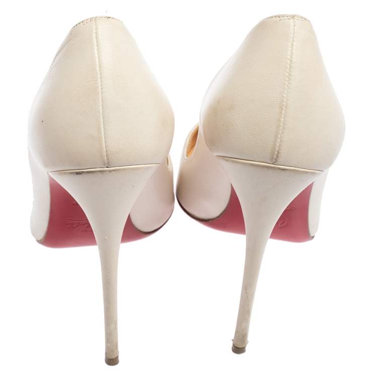 Pre Owned Christian Louboutin White Leather So Kate Pumps Size 36