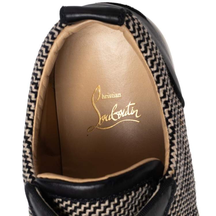 Pre Owned Christian Louboutin Black/White Leather And Fabric  Orlato  Low Top Sneakers Size 41