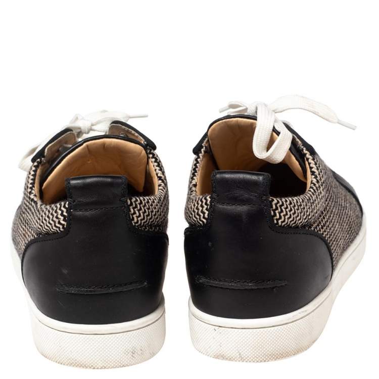 Pre Owned Christian Louboutin Black/White Leather And Fabric  Orlato  Low Top Sneakers Size 41