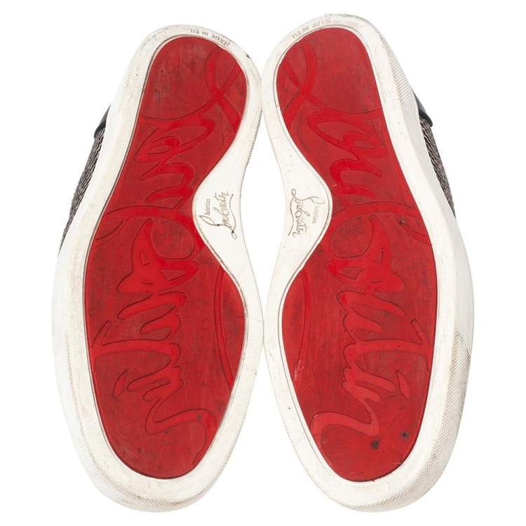 Pre Owned Christian Louboutin Black/White Leather And Fabric  Orlato  Low Top Sneakers Size 41