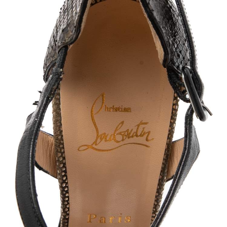 Pre Owned Christian Louboutin Multicolor Suede and Python No. 299 Pumps Size 39.5