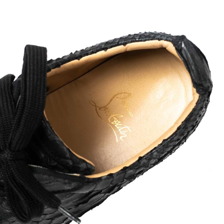 Pre Owned Christian Louboutin Black Python Leather  Orlato Low Top Sneakers Size 41