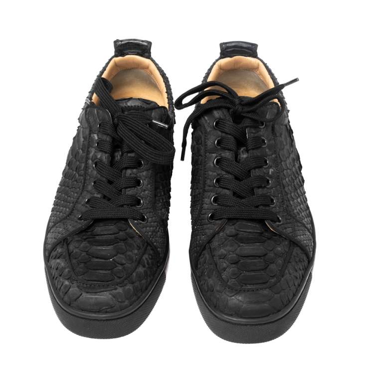 Pre Owned Christian Louboutin Black Python Leather  Orlato Low Top Sneakers Size 41