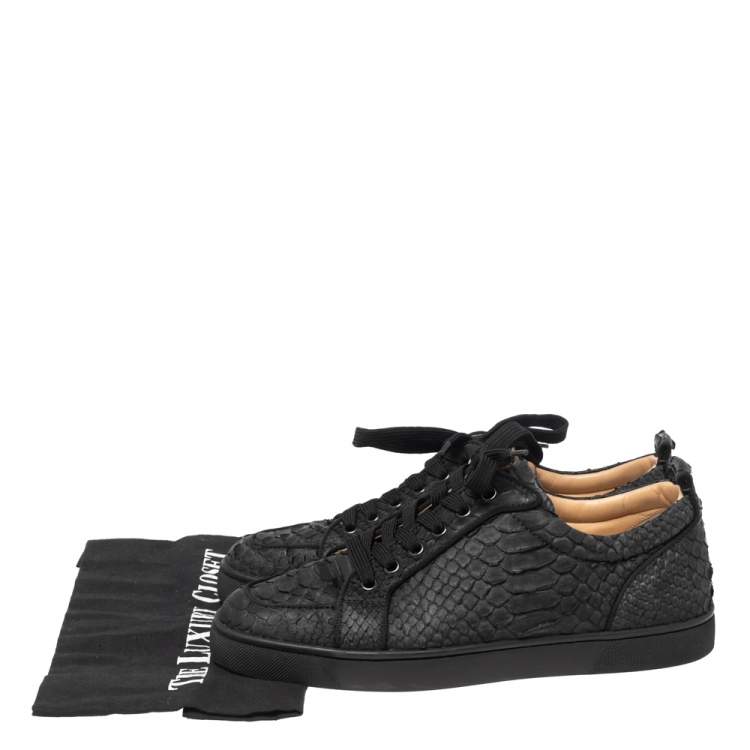 Pre Owned Christian Louboutin Black Python Leather  Orlato Low Top Sneakers Size 41