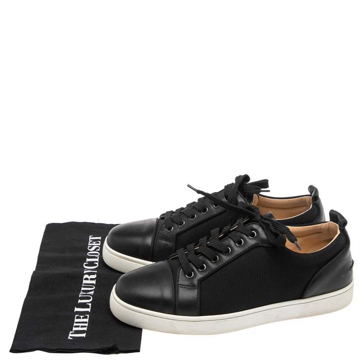 Pre Owned Christian Louboutin Black Leather Louis Junior Orlato Low Top Sneakers Size 41.5