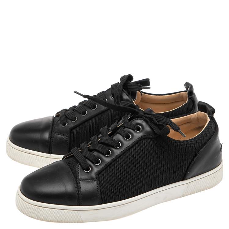 Pre Owned Christian Louboutin Black Leather Louis Junior Orlato Low Top Sneakers Size 41.5