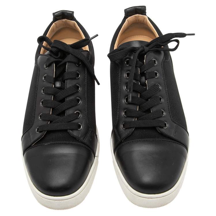 Pre Owned Christian Louboutin Black Leather Louis Junior Orlato Low Top Sneakers Size 41.5