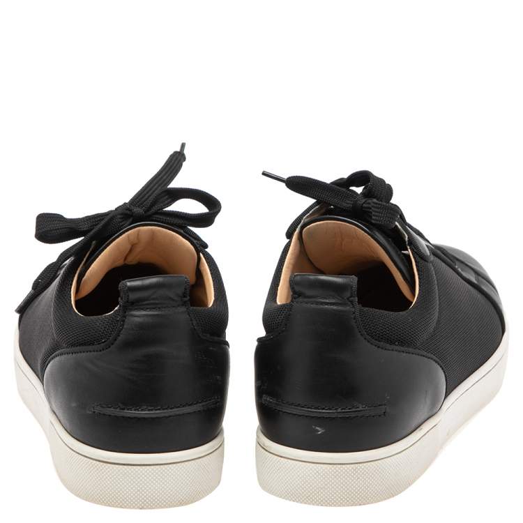 Pre Owned Christian Louboutin Black Leather Louis Junior Orlato Low Top Sneakers Size 41.5