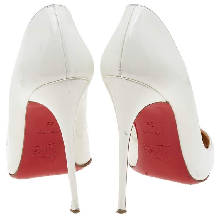 مملوكة مسبقًا Christian Louboutin White Patent Leather So Kate Pumps Size 36