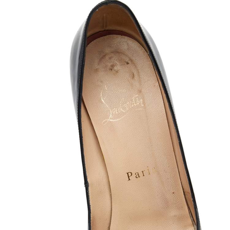 Pre Owned Christian Louboutin Black Patent Leather Very Prive Pumps Size 36