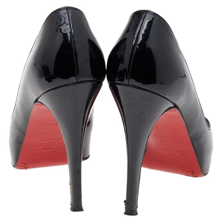 Pre Owned Christian Louboutin Black Patent Leather Very Prive Pumps Size 36