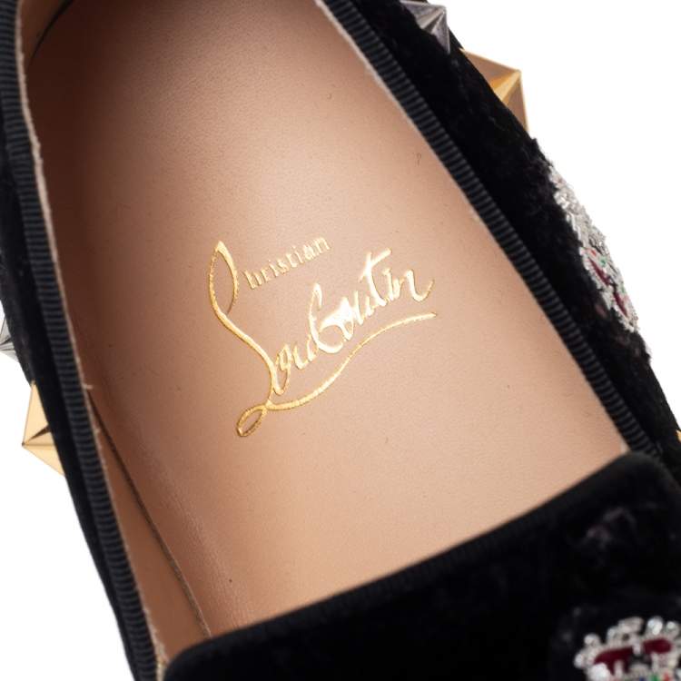 مملوكة مسبقًا Christian Louboutin Black Velvet Miss Academy Slip On Sneakers Size 37