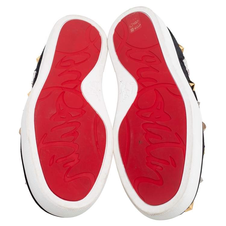 مملوكة مسبقًا Christian Louboutin Black Velvet Miss Academy Slip On Sneakers Size 37
