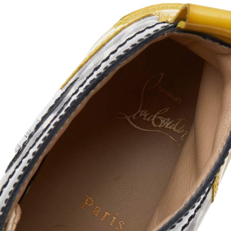 Pre Owned Christian Louboutin Multicolor Patent Leather and Tartan Louis Flat High Top Sneakers Size 40
