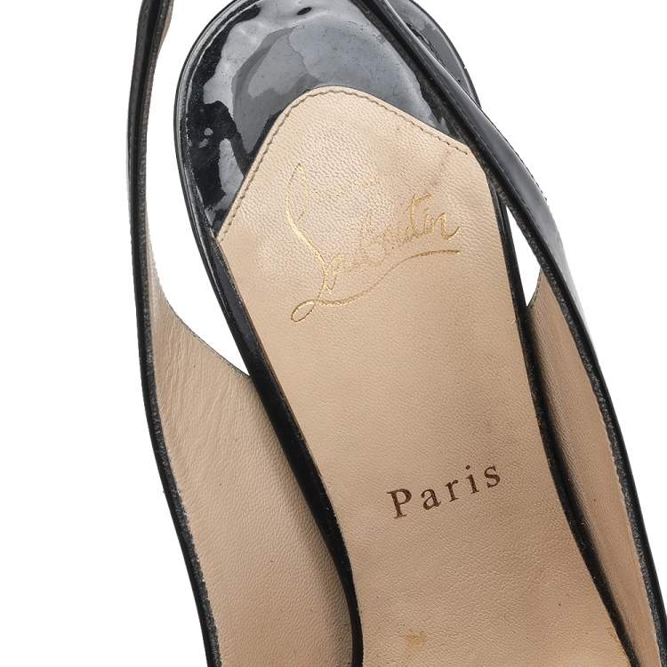Pre Owned Christian Louboutin Black Patent Leather Bianca Pumps Size 38.5