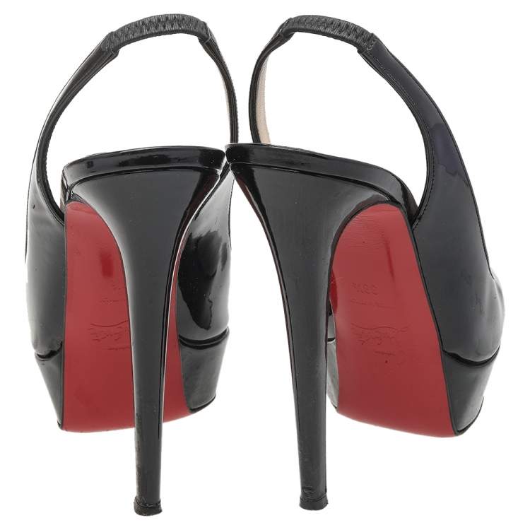 Pre Owned Christian Louboutin Black Patent Leather Bianca Pumps Size 38.5