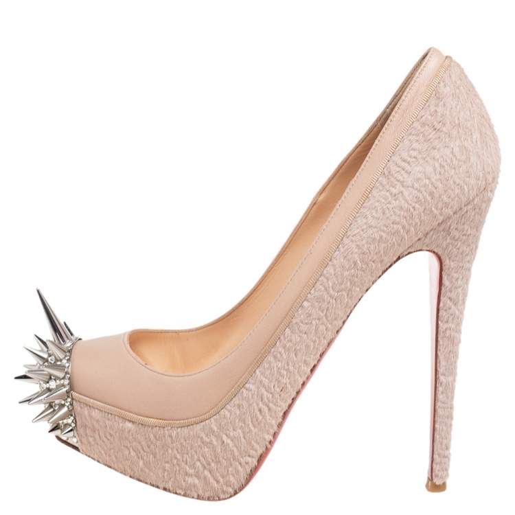 Christian Louboutin Pink Zebra Print Asteroid Spike Pumps