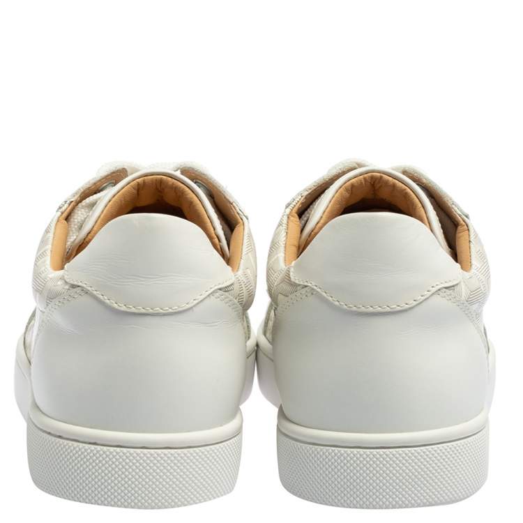 Pre Owned Christian Louboutin White Leather and PVC Louis Spikes Low-Top Sneakers Size 36.5