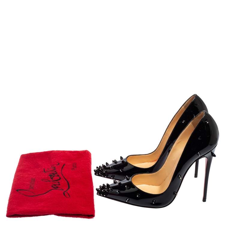 Christian Louboutin Black Patent Leather Degraspike Pointed Toe Pumps ...