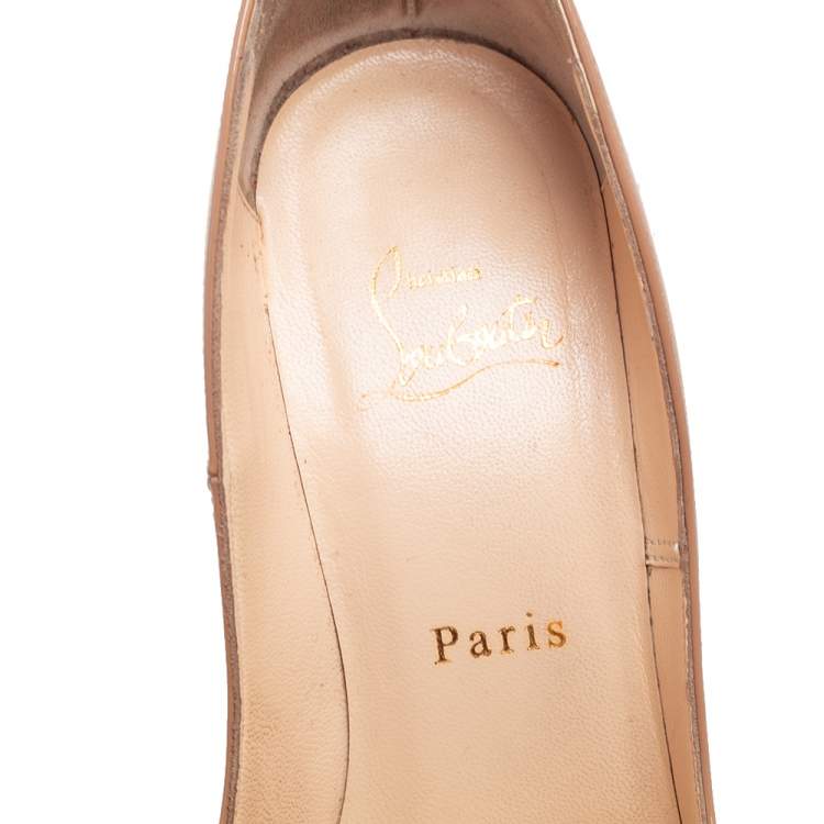 Pre Owned Christian Louboutin Beige Patent Leather So Kate Pumps Size 37.5