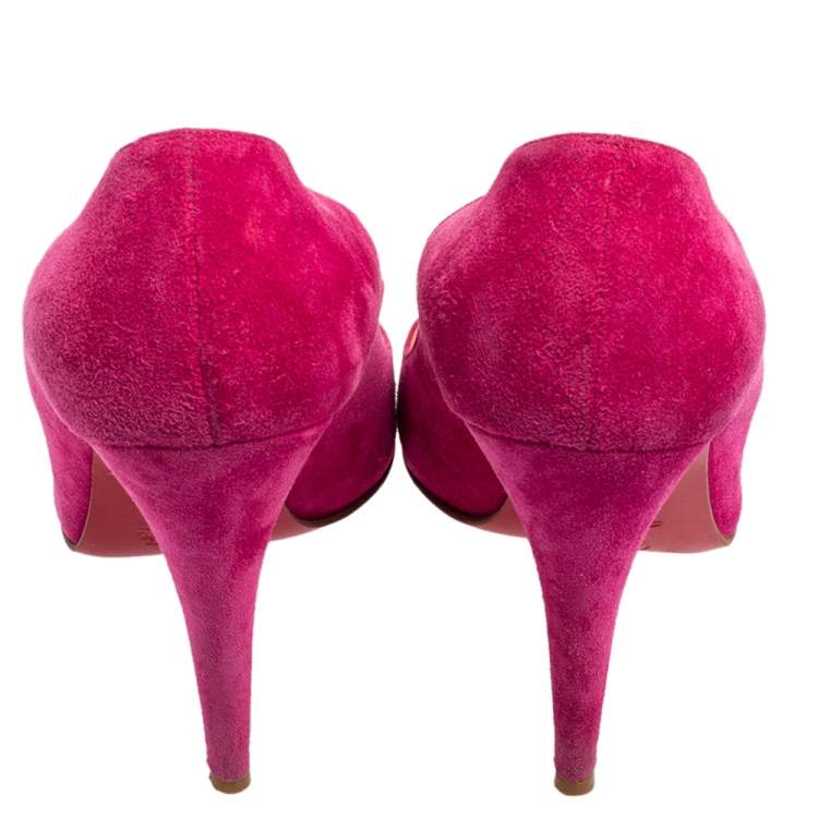 Pre Owned Christian Louboutin Pink Suede Fifi Pumps Size 39