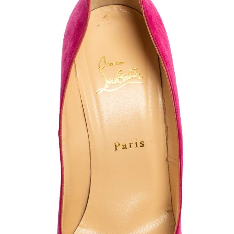 Pre Owned Christian Louboutin Pink Suede Fifi Pumps Size 39