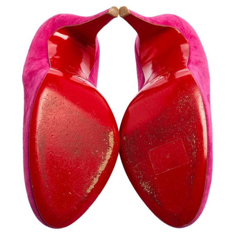 Pre Owned Christian Louboutin Pink Suede Fifi Pumps Size 39