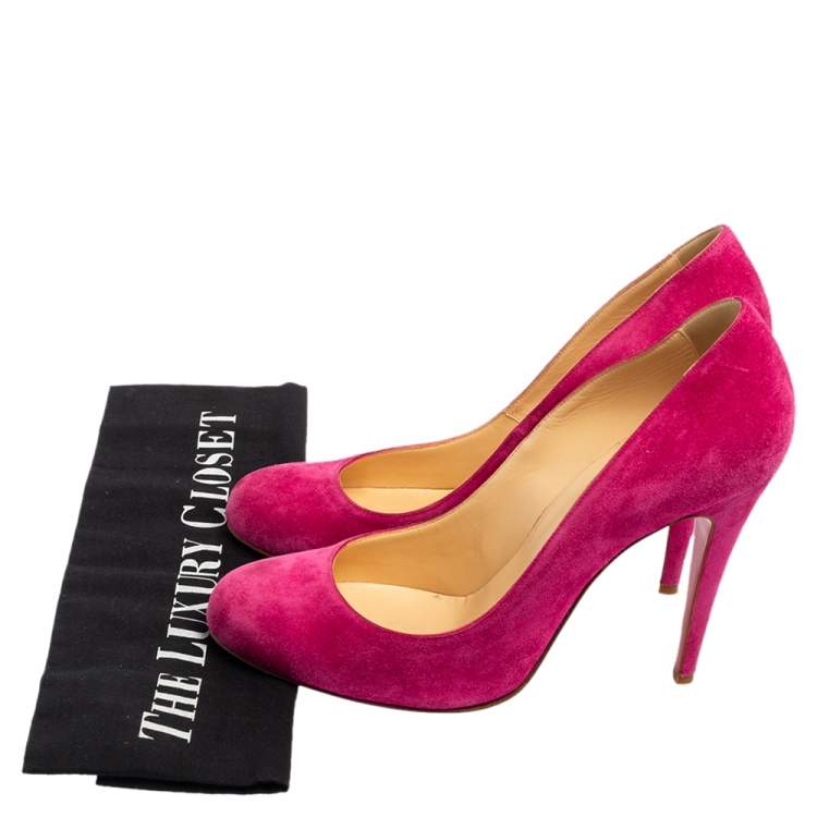Pre Owned Christian Louboutin Pink Suede Fifi Pumps Size 39