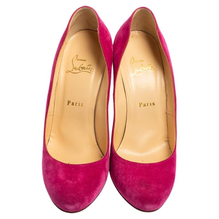 Pre Owned Christian Louboutin Pink Suede Fifi Pumps Size 39