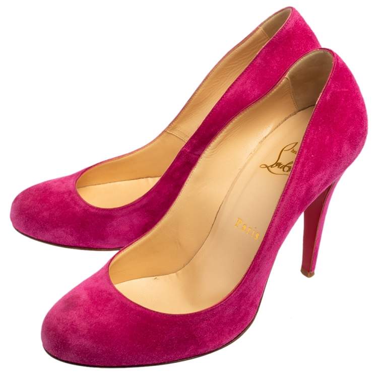 Pre Owned Christian Louboutin Pink Suede Fifi Pumps Size 39