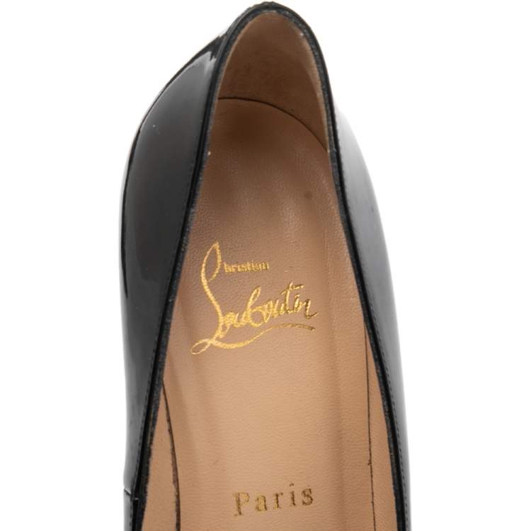 Pre Owned Christian Louboutin Black Patent Leather Simple Pumps Size 37.5