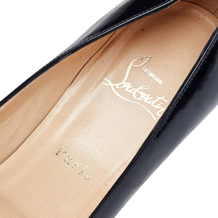 Pre Owned Christian Louboutin Black Patent Leather Simple Pumps Size 39.5