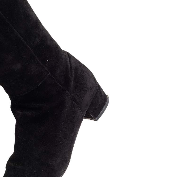 Pre Owned Christian Louboutin Black Suede Liliboot 30 Zipper Knee Length Boots Size 39