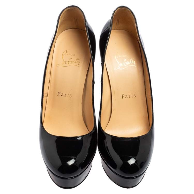 Pre Owned Christian Louboutin Black Patent Leather Bianca Pumps Size 37