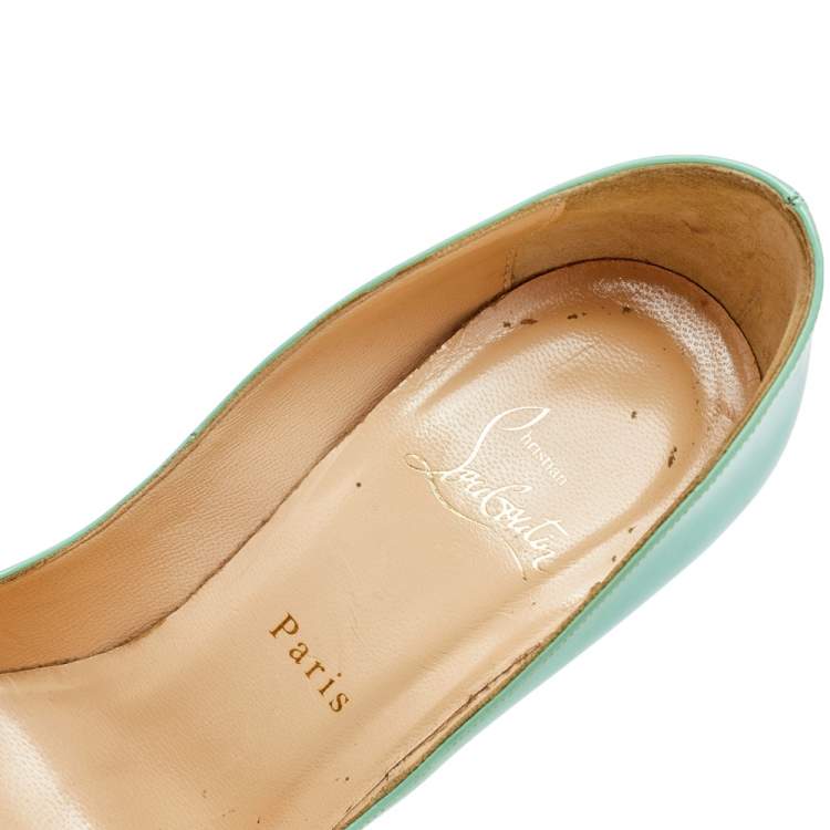 Pre Owned Christian Louboutin Green Patent Leather So Kate Pumps Size 39