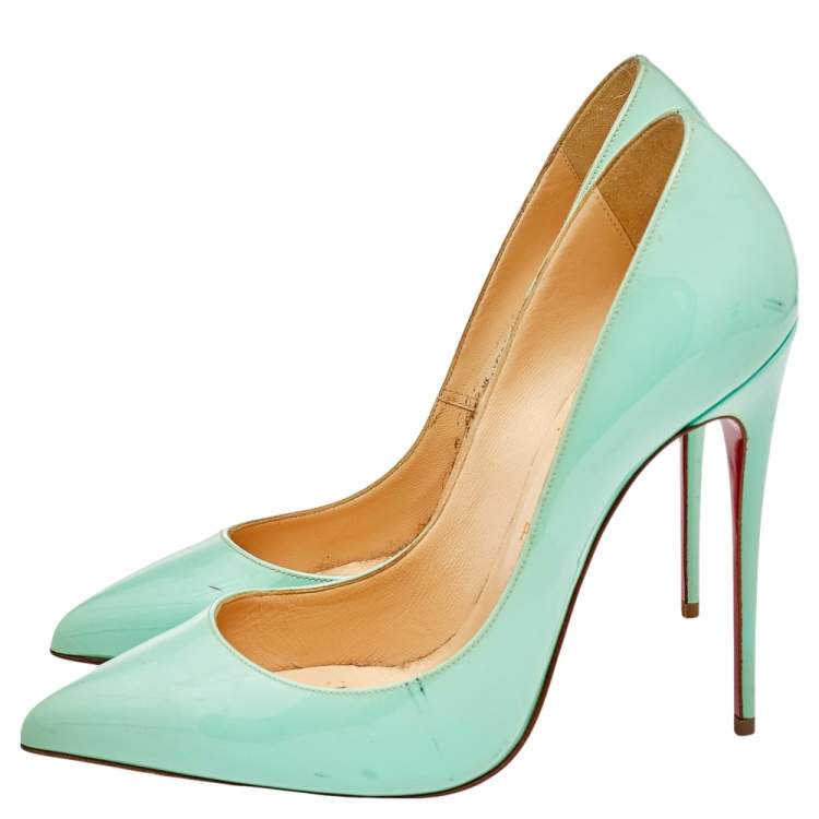 Pre Owned Christian Louboutin Green Patent Leather So Kate Pumps Size 39