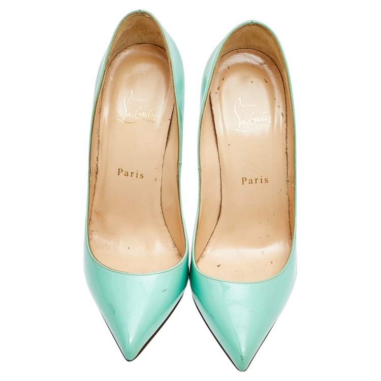 Pre Owned Christian Louboutin Green Patent Leather So Kate Pumps Size 39