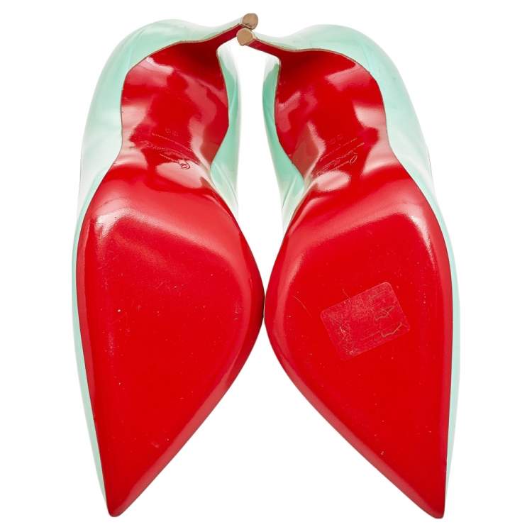 Pre Owned Christian Louboutin Green Patent Leather So Kate Pumps Size 39