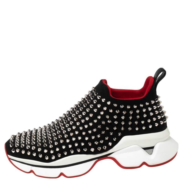 Christian Louboutin Sneakers Shoes Neoprene Black Red Women's EU 39